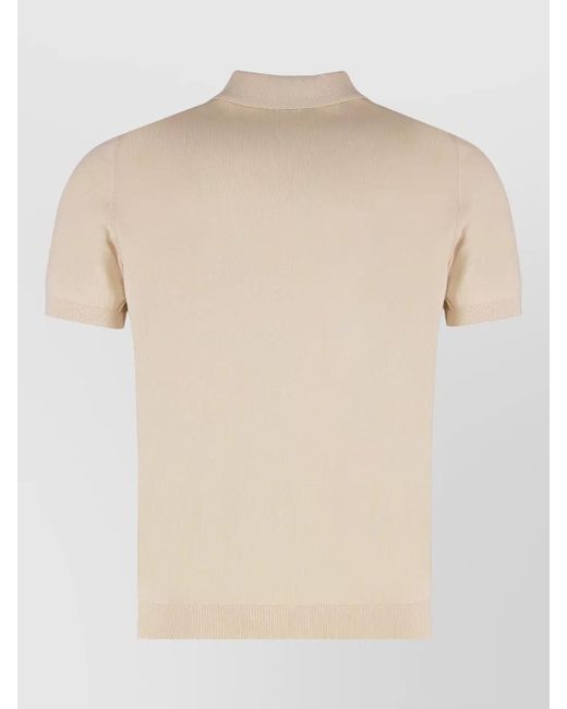 Drumohr Natural Cotton Knit Polo Shirt Short Sleeves for men
