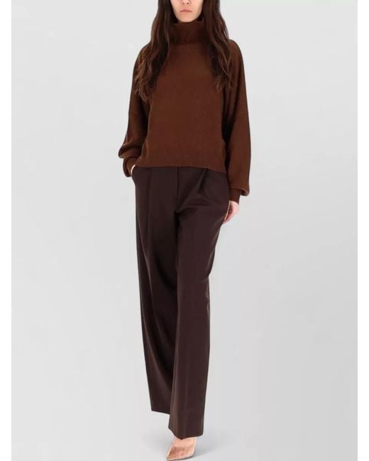 Loulou de Saison Brown Luke Turtleneck Shirt Dropped Shoulder Knit