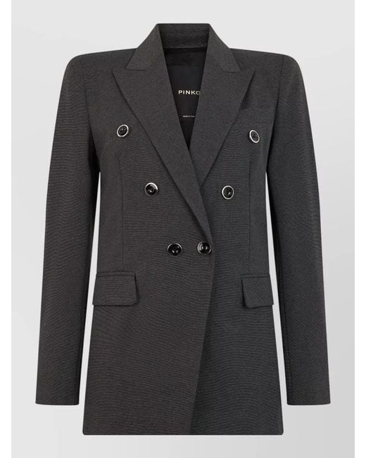 Pinko Black Double Breasted Tailored Jacket Structured Silhouette