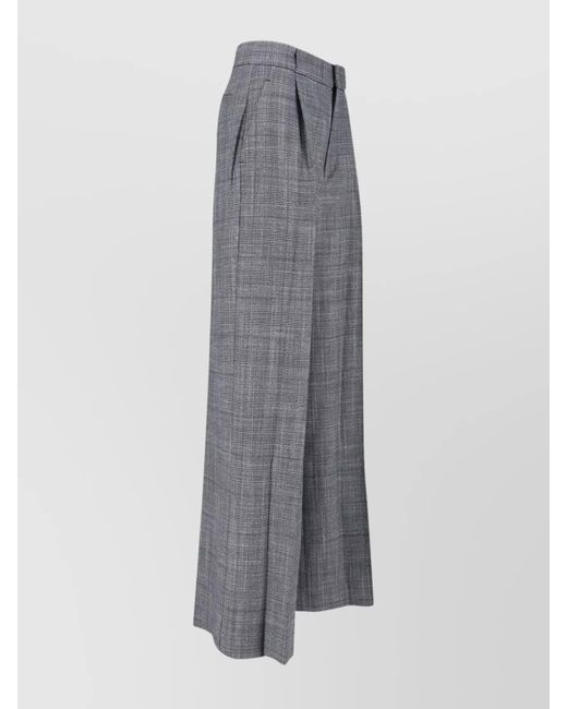 Sa Su Phi Gray Wool Silk Wide-Leg Trousers