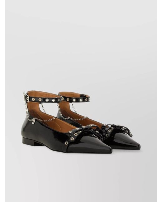 Ganni Brown Jewel Ballerina Shoes