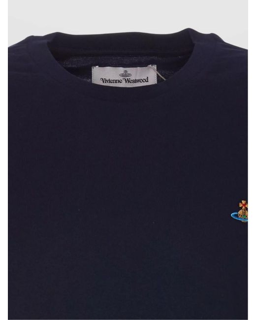 Vivienne Westwood Blue Cotton Logo-Embroidered Crew-Neck T-Shirt for men