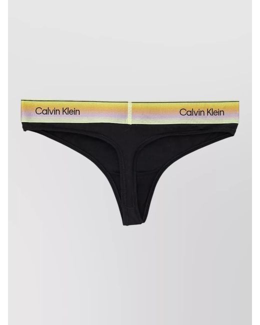 Calvin Klein Black Logo Thong Band Elastic Waistband