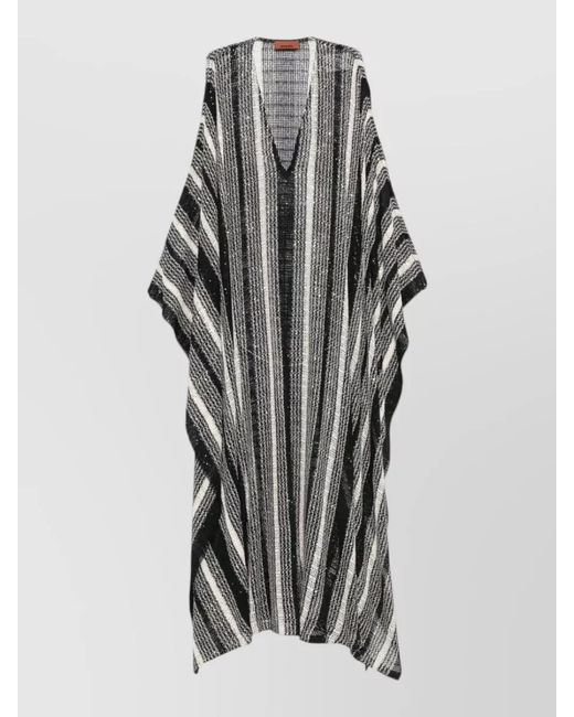 Missoni Gray Long Striped Cotton Blend Beach Dress