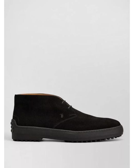 Tod's Black Winter Suede Derby Shoes Rubber Sole for men