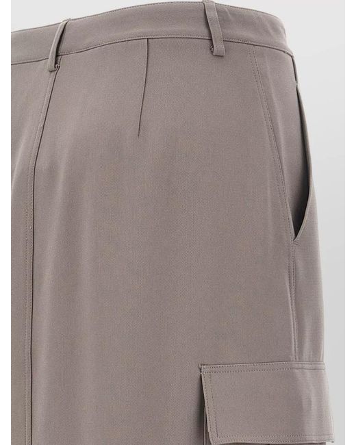 Theory Gray High Waist Cargo Midi Skirt Belt Loops