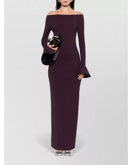Solace London Purple Off-Shoulder Long-Sleeve Maxi Dress