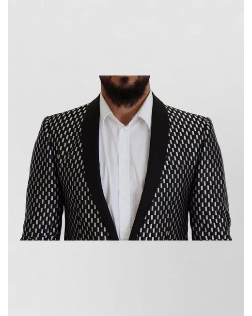 Dolce & Gabbana Black Silk Geometric Slim-Fit Tuxedo Suit for men