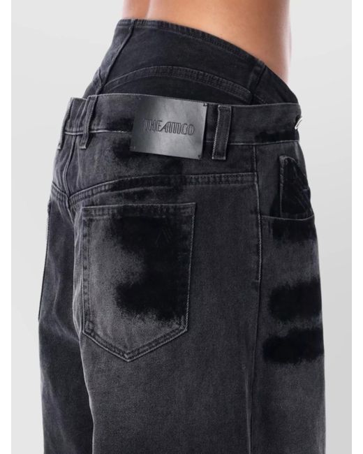 The Attico Blue Denim Mid-Rise Wide-Leg Jeans