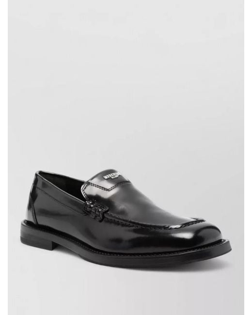 Moschino Black Loafers Round Toe Smooth Finish Durable Sole for men
