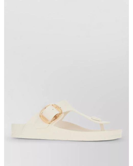 Birkenstock Natural Slide Sandals Flat Sole Large Buckle