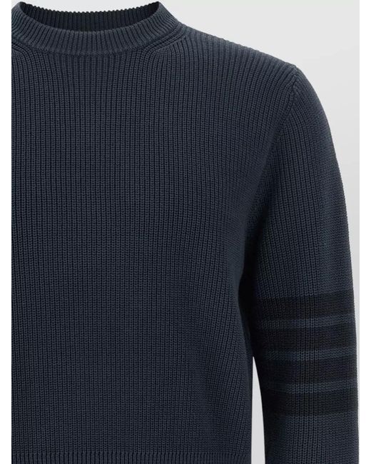 Thom Browne Blue Cotton 4-Bar Sweater for men