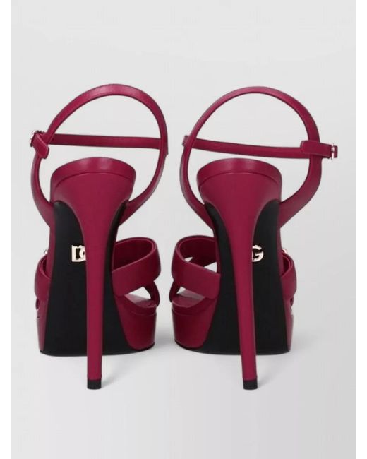 Dolce & Gabbana Pink Leather Platform Sandals