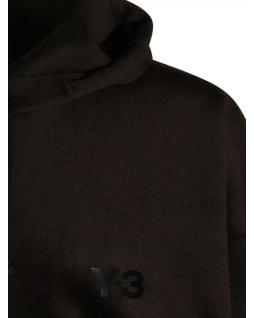 Y-3 Black Logo-Print Velvet Hoodie