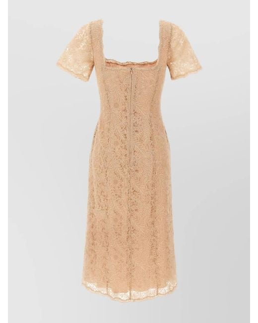 Ermanno Scervino Natural Lace Midi Dress
