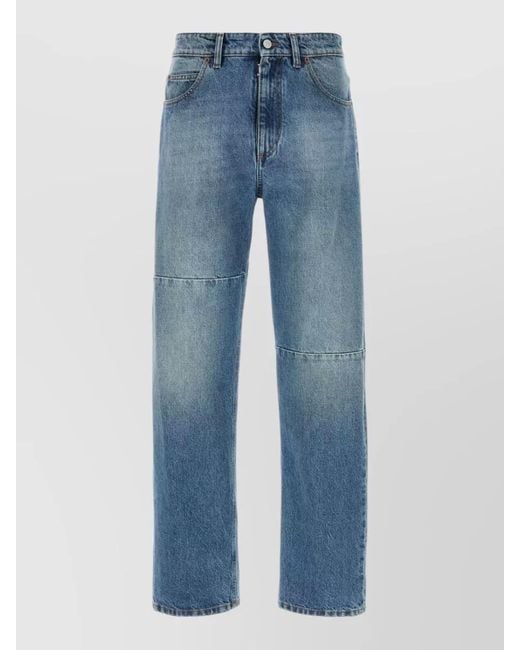 MM6 by Maison Margiela Blue Straight Leg Denim Jeans Five Pocket Design for men