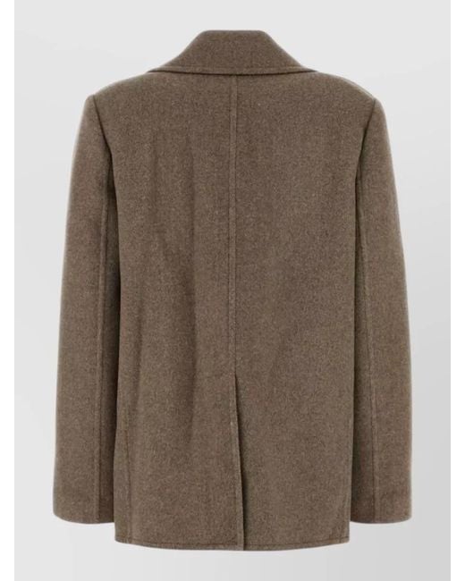 Tory Burch Brown Twill Jacket Double Breasted Front Pockets