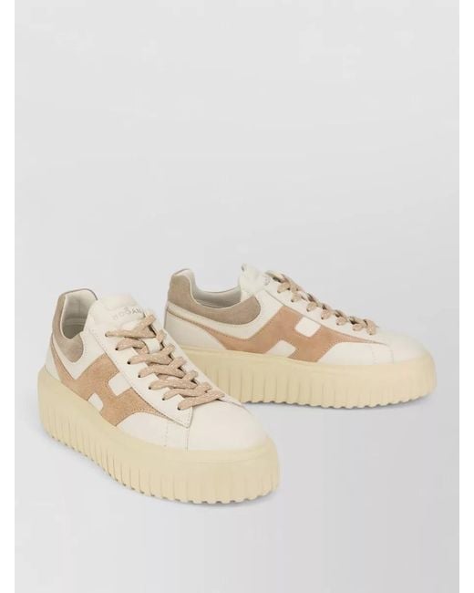 Hogan Natural Platform Tennis Sneakers Suede Leather Upper