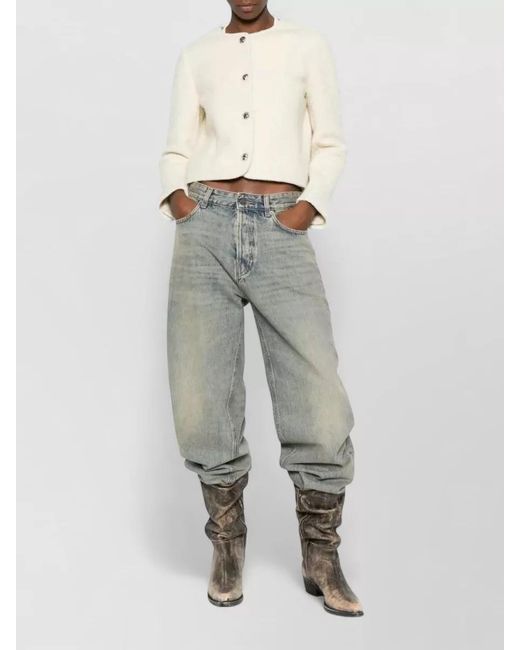 Haikure Gray Cotton High-Rise Straight-Leg Jeans