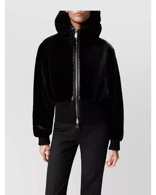 Pinko Black High Collar Long Sleeve Ribbed Cuff Jacket