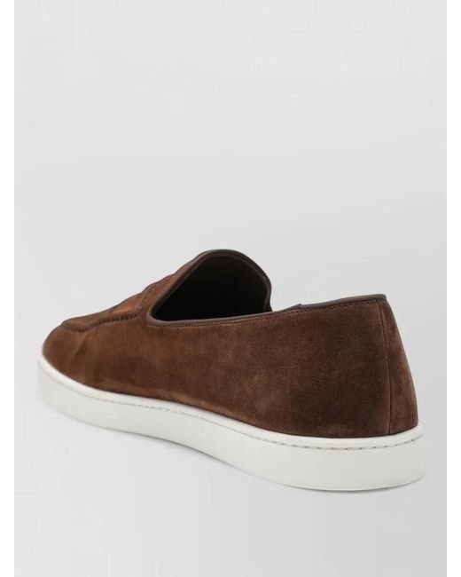 Church's Brown Loafers Contrast Sole Round Toe Suede for men