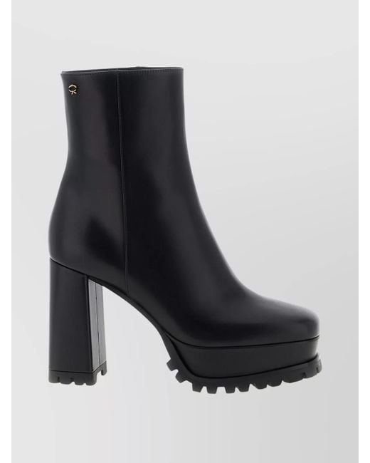 Gianvito Rossi Black Ankle Boots With Block Heel And Square Toe
