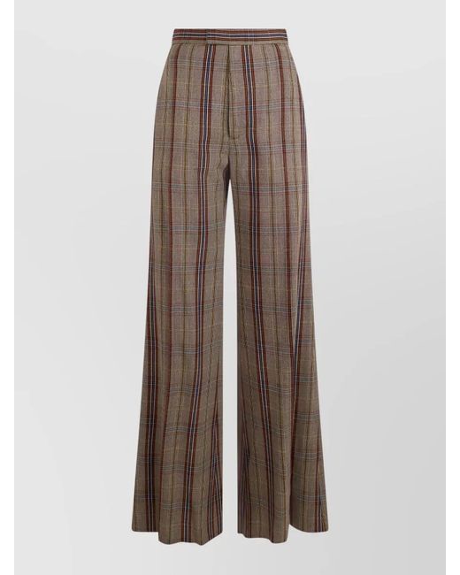 Vivienne Westwood Brown Checked High-Rise Wide-Leg Trousers