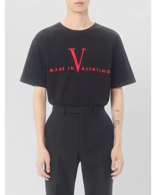 Valentino Garavani Black Cotton Printed Regular-Fit T-Shirt for men