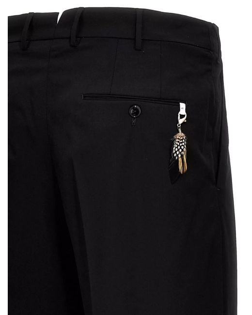 PT Torino Black Wool Tailored Trousers for men