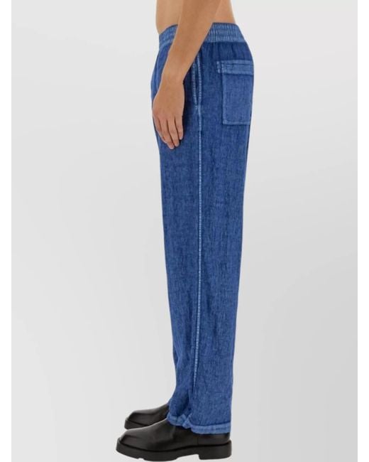 Burberry Blue Linen Loose-Fit Trousers for men
