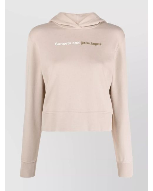 Palm Angels Natural Cotton Logo Print Hoodie