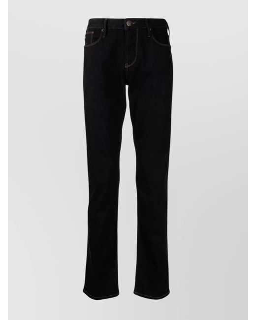 Emporio Armani Black Five Pocket Belt Loop Contrast Stitching for men
