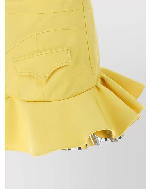 Rabanne Yellow Dress Cut Out Design Flared Hem