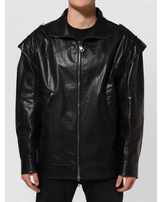 Dolce & Gabbana Black Leather Biker Jacket for men