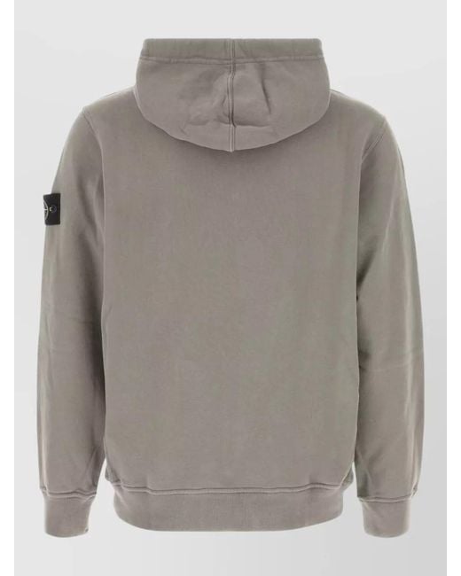 Stone Island Gray Cotton Hooded Sweatshirt Casual Style Pockets for men