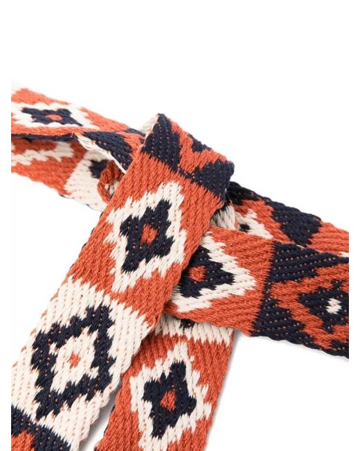 Pierre Louis Mascia White Silk Belt Scarf Geometric Pattern Fringe