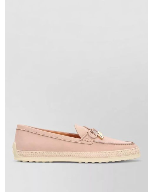 Tod's Natural Nubuck Mules Slip On Cord Bow Detail