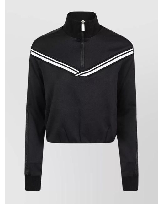 Off-White c/o Virgil Abloh Black Ribbed Mock Turtleneck Stretch Nylon Bomber Jacket