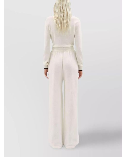 MSGM White Cashmere Wide-Leg Trousers