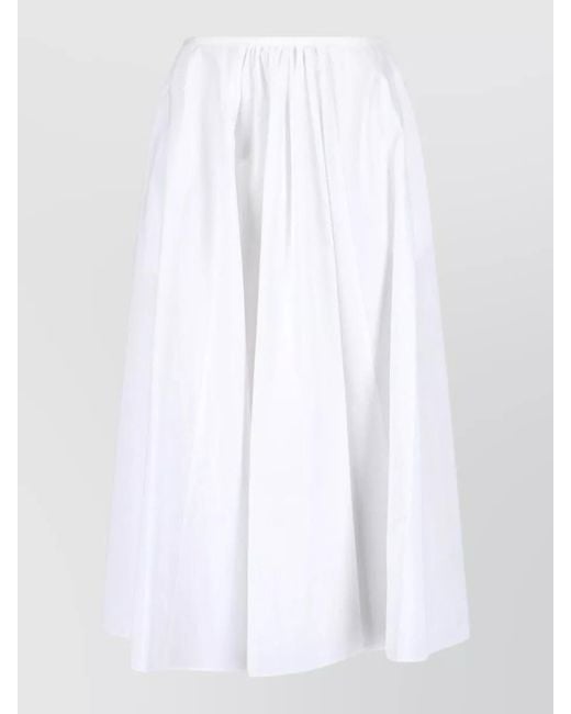 Aspesi White High Waist Midi Pleated Skirt Design