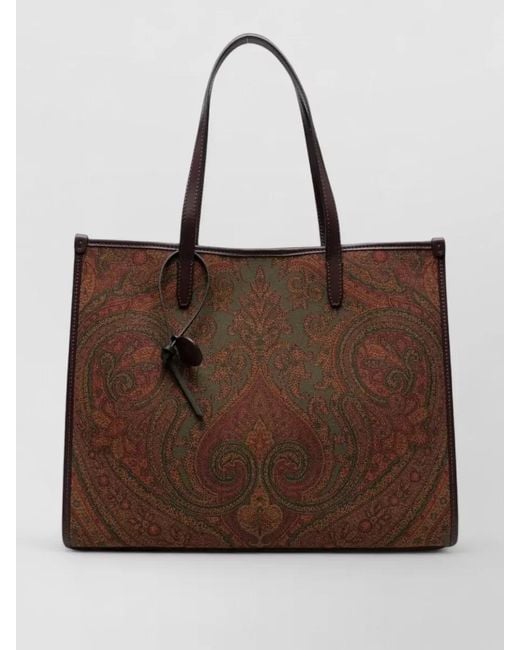 Etro Brown Paisley Shoulder Tote Bag