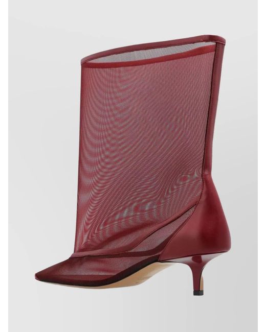 Jacquemus Red Mesh Knee-High Stiletto Boots
