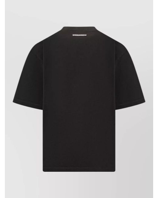 DSquared² Black Loose Fit Graphic Print Crew Neck T-Shirt for men