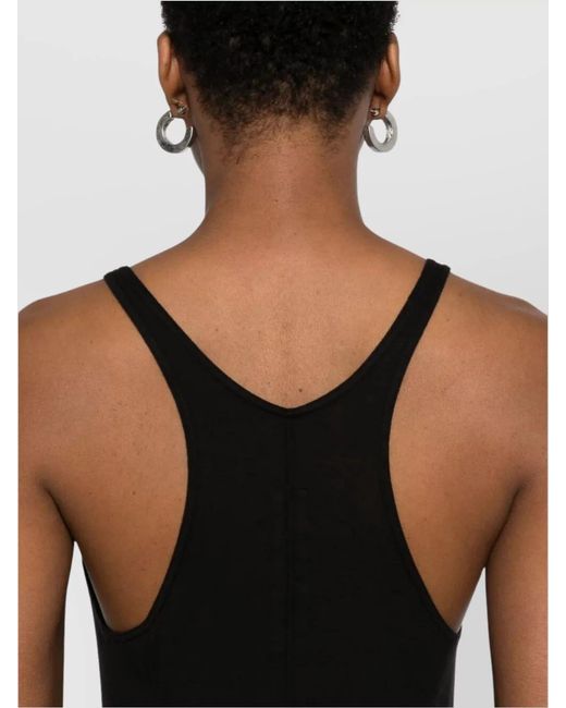 Rick Owens Black Cotton Racerback Knee-Length Dress