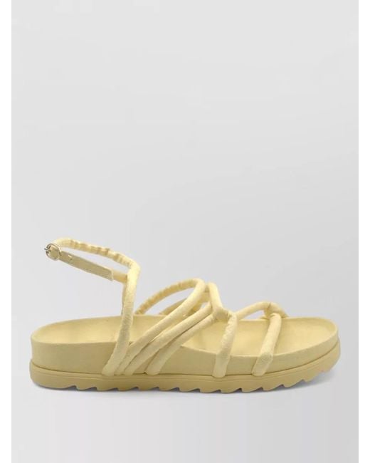 Chiara Ferragni Natural Slides Flat Sole Braided Straps Open Toe