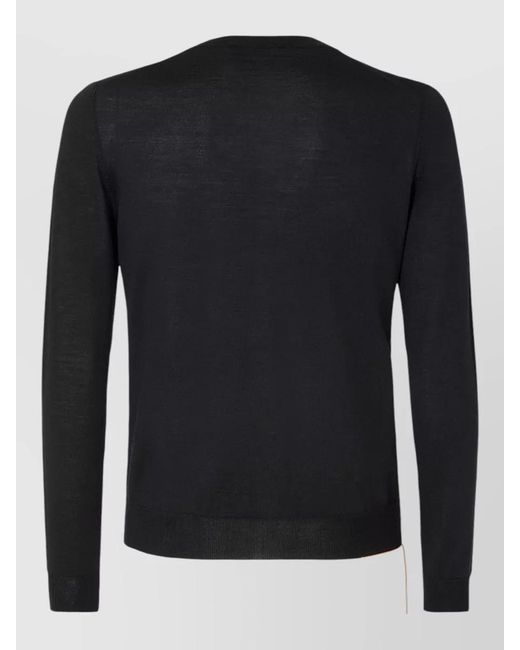 Fendi Black Wool V Neck Sweater Contrasting Stitching for men