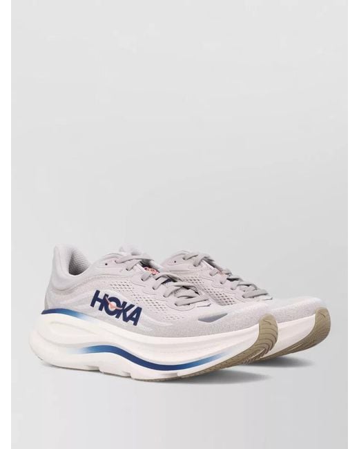 Hoka One One White Bondi 9 Mesh Low-Top Sneakers