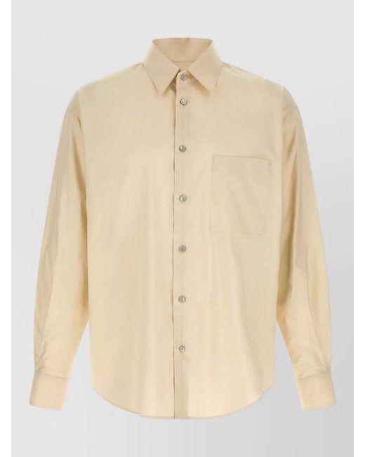 Lemaire Natural Long Sleeve Shirt Single Chest Pocket for men