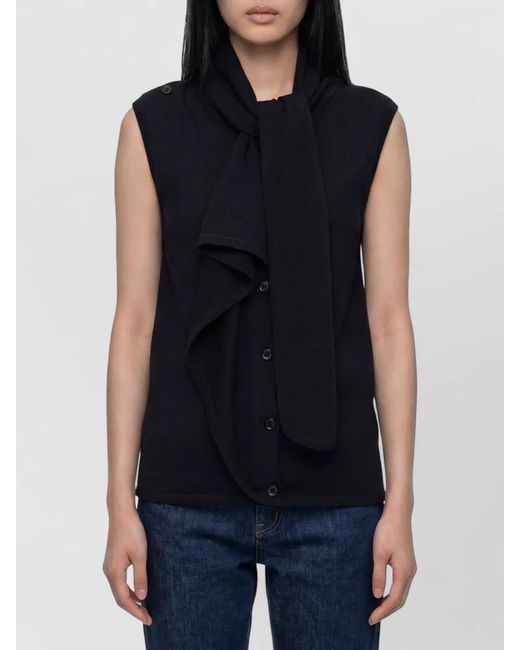 Lemaire Blue Asymmetrical Merino Wool Blend Cardigan Scarf