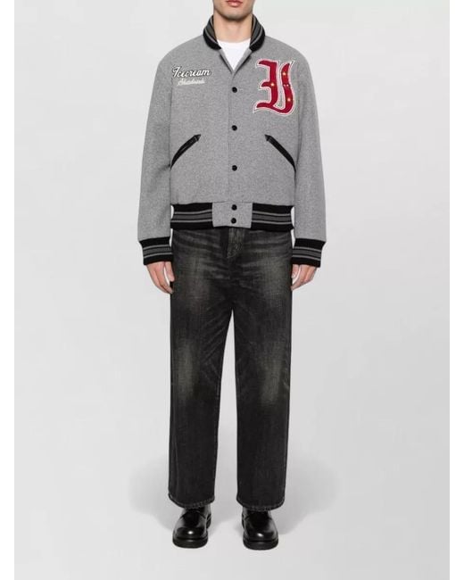 ICECREAM Gray Appliqué Single-Breasted Coat for men